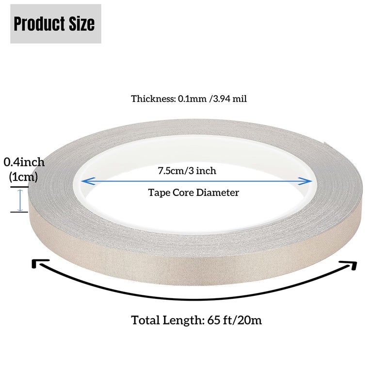 SICCOMA Faraday Cloth Tape Double Conductive Cloth Adhesive Tape for EMI Shielding, Wire Harness Wrap, Grounding, Guitar Interference Signal Blocking, Electrical Repair (0.4inx66FT) - Image 3